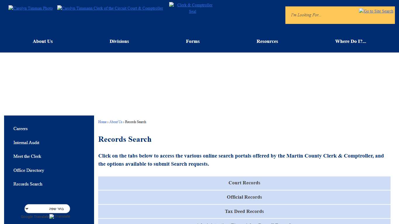 Records Search | Martin County Clerk